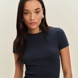 Reformation Lucas Pointelle Top Blue - Size M